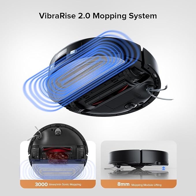 roborock Q10 S5+ Robot Vacuum and Mop, 10,000Pa Suction, Upgraded from Q8 max+, 70 Days Self-Emptying, Obstacle Avoidance, Sonic Mopping, Dual Anti-Tangle Design, Auto Mop Lifting, Ideal for Pet Hair