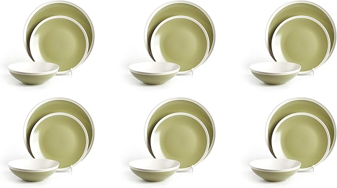 Rock Ridge Speckled Stoneware Dinnerware Set (18pc Set, Beryl and Ivory)