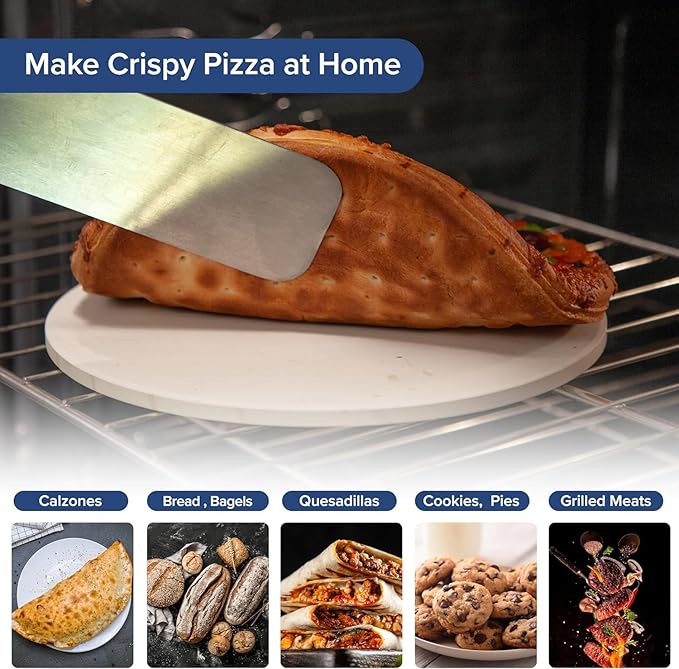 Nuwave 11.5 Inch Pizza Stone, New and Improved .47 Inch Thickness, Durable, Safe Baking Stone for Grill or Oven, Thermal Shock Resistant, Natural Cordierite Baking Stone, 1,472 °F Resistant, Round