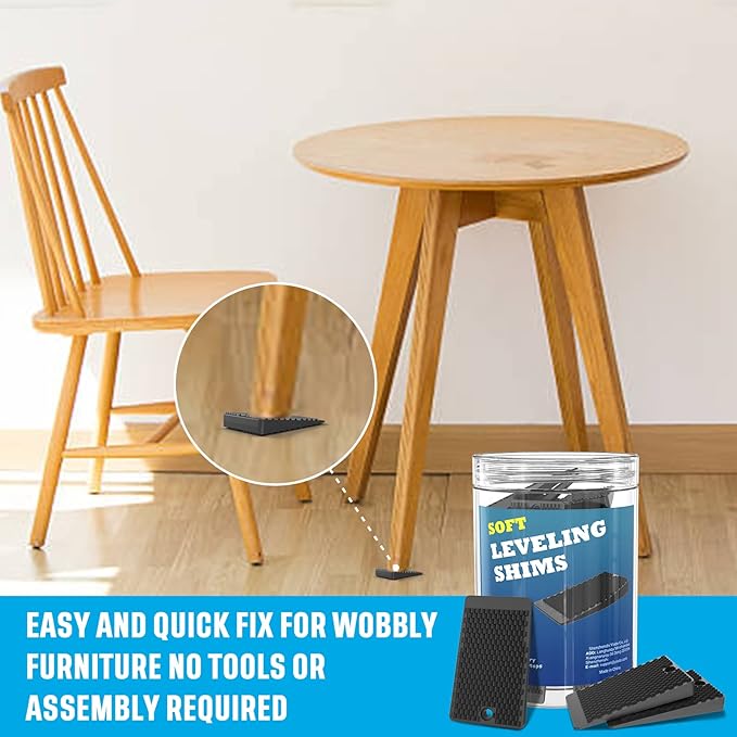 YARKOR Furniture Levelers, 80 Piece Jar, Plastic Shims for Leveling, Black Rubber Wedge for Table Toilet Refrigerator Piano, Small Shims for Home Improvement and Work (80pcs- Black)