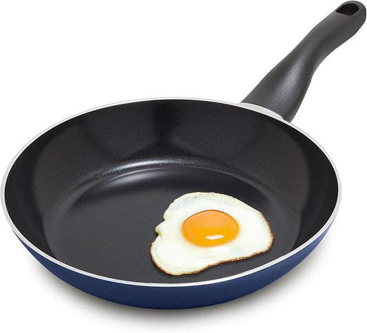 Deco 9.5??Nonstick Frying Pan Skillet, Made in Italy, Diamond Ceramic PFAS-Free, Dishwasher & Metal Utensil Safe, Durable Gloss Enamel Finish, Stay-Cool Handle, High Walls-Extra Room, Blue