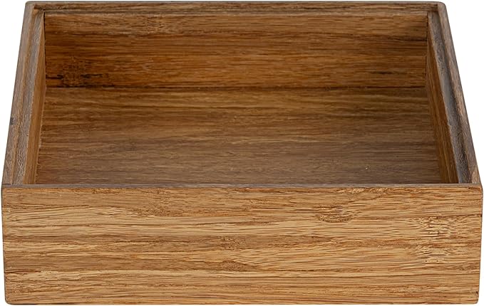 Restaurantware Eco Display 7 Inch x 7 Inch x 2 Inch Bamboo Condiment Container, 1 Large Spice Box - Chip-Resistant, For Seasoning, Spices, Condiments, Natural Bamboo Bamboo Organizer Box