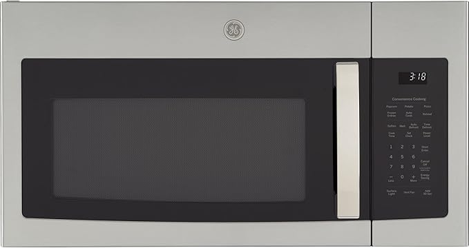 GE Over-the-Range Microwave Oven with Recirculating Venting, 1.8 Cu. FT, 900W, 12.8??Removable Turntable, 10 Power Levels, Stainless Steel