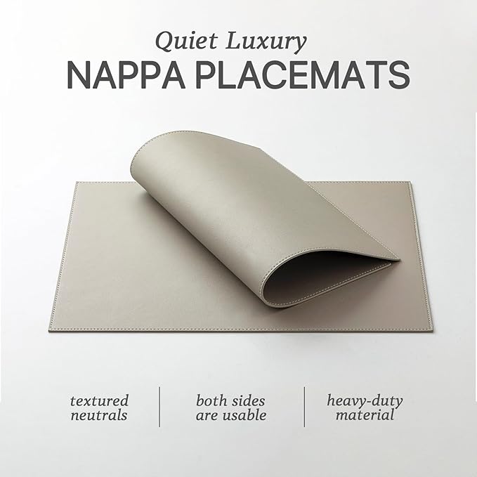 Baroyal Faux Leather Placemats Set of 8 Vinyl Washable Wipeable Table Mats for Kitchen Dining Table Heat Resistant Waterproof Indoor/Outdoor Placemats Non-Slip Easy Clean Place Mats-Almond Birch