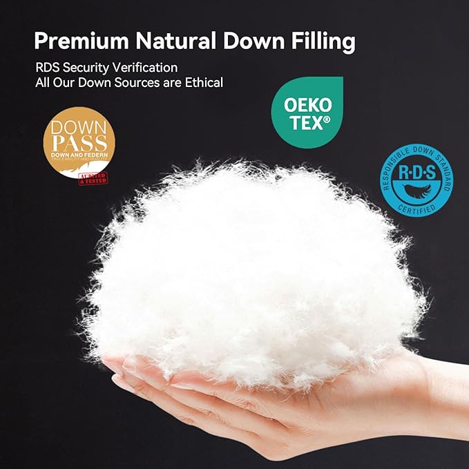 Feather Down Comforter Cal King Size,Hotel Style Bedding Comforter,750+ Fill Power,1200TC,100% Organic Cotton Fabric,All Season White Duvet Insert with 8 Corner Tabs