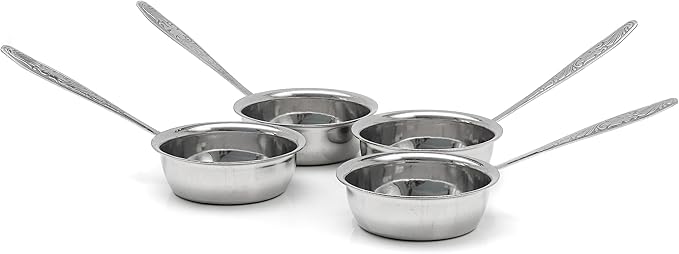 Cocotte Stainless Steel 3.54 Inch - 4 Pcs Mini Cocotte with Handle - Ramekin for Baking Julienne, Oven Safe, 4.22 Oz, OFXDD