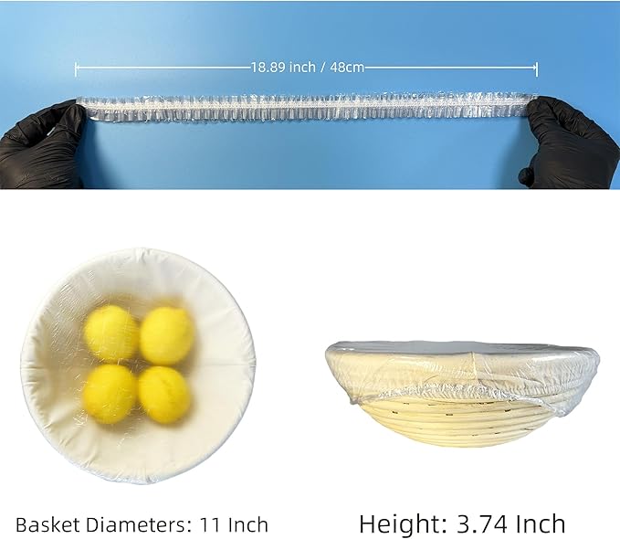 100 Bowl Covers Bread Proofing Plastic Wrap for Food Shower Caps for Sourdough Bread Baking Rising Elastic Reusable Banneton covers Outdoor Fresh Keeping Bags BPA Free Food Grade