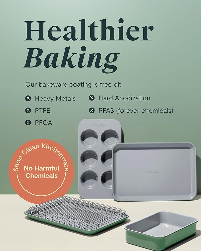 Caraway Nonstick 9??x 6.5??Small Rectangle Baking Pan ??Non-Toxic, PTFE & PFOA Free ??Aluminized Steel Core ??Deep Ceramic Baking Pan for Casseroles, Lasagna & More - Marigold