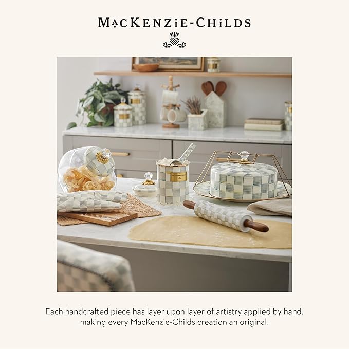 MACKENZIE-CHILDS Cheese Course, Cute Cheese Board and Serving Board for Charcuterie, Gray-and-White Sterling Check