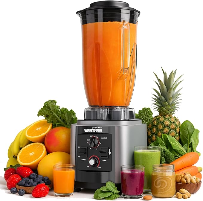 WantJoin Commercial Blender - 200Oz Extra Large Capacity Professional Blender Heavy Duty w/Pure Copper Motor, Dishwasher Safe, 6-Blade Combo, 26000 RPM, Multi Speeds, Smoothie Blenders for Juice