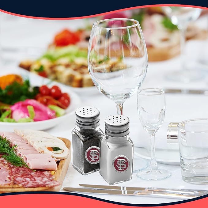 Heritage Pewter Florida State University Seminoles Salt and Pepper Shaker Set of 2 Bottles | Expertly Crafted Pewter Glass
