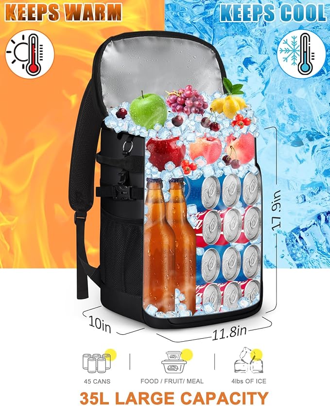 Capolo Cooler Backpack Insulated Waterproof for Women Men,36/45 Cans Lunch Backpack Coolers Leak Proof Soft Cooler Bag Ice Chest for Camping Beach