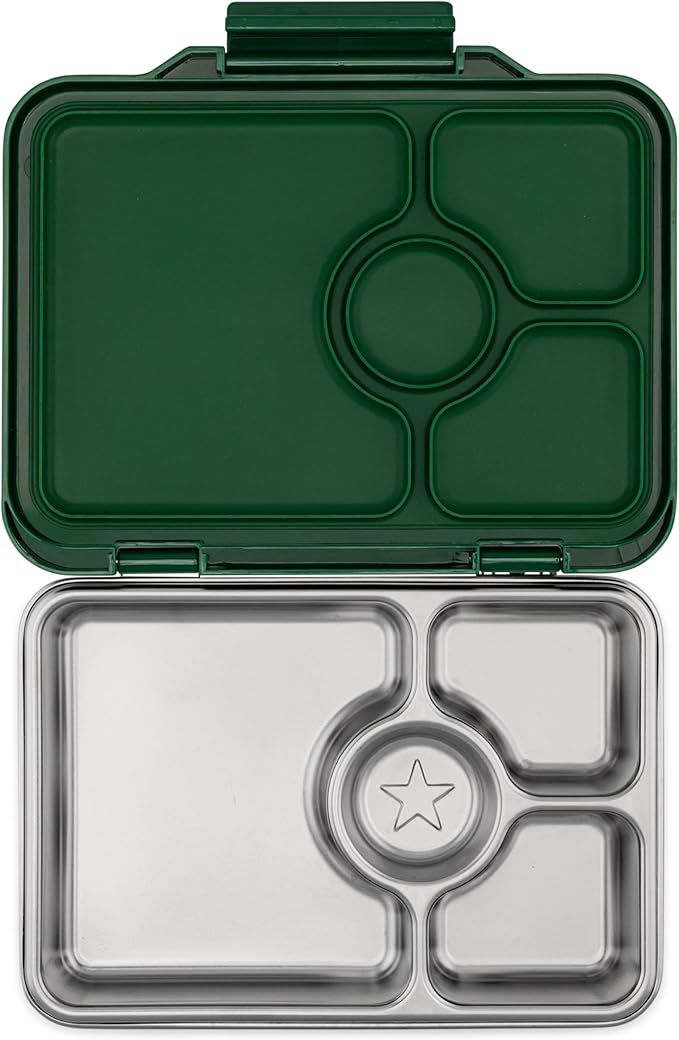 Yumbox Pr챗t Stainless Steel Bento Box with Leakproof Lunch Container, Sandwich Friendly Tray, Lunch Box for Kids, Adults, Travel (Dublin Green)