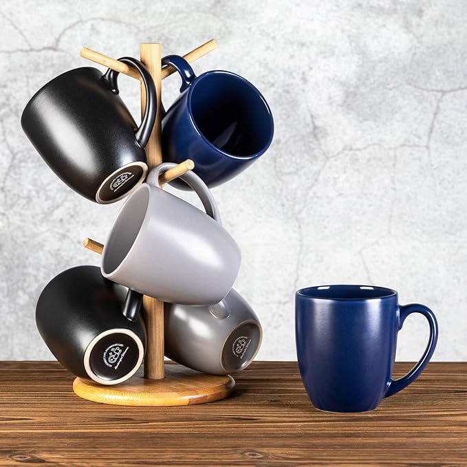 GBhome 12oz Coffee Mugs Set of 6,Ceramic Coffee Mugs for Man, Woman, Dad, Mom, Modern Coffee Mugs Set with handle for Tea/Latte/Cappuccino/Milk/Cocoa. Dishwasher&Microwave Safe,Multi-Color
