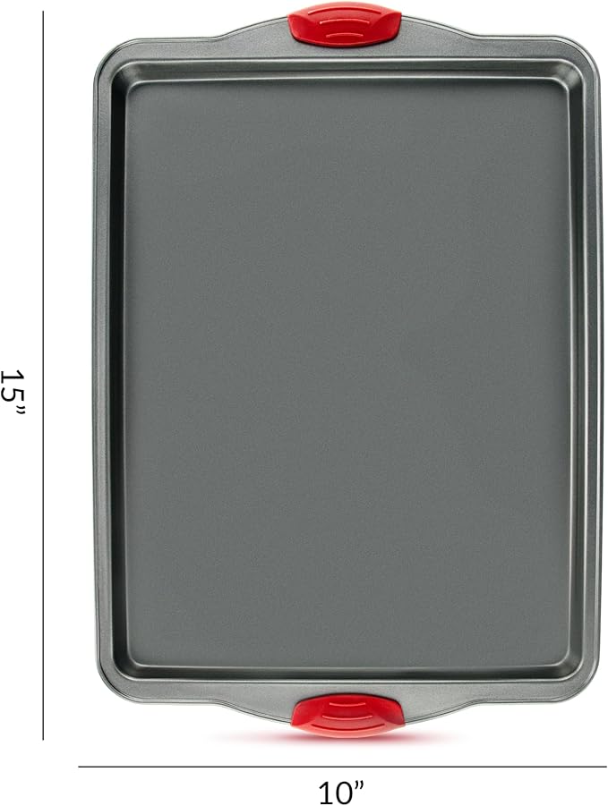 Boxiki Kitchen Nonstick Baking Sheet Pan ??Heavy-Gauge Carbon Steel, Warp, Dent, and Rust-Resistant ??Gourmet Rimmed Half Cookie Sheet Trays, Non-Toxic for Exceptional Baking Performance - 15x10 Inch