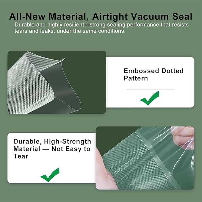Precision Multi-layer Vacuum Sealer Bags Rolls, 8" x 20'(3 Rolls) and 11" x 20' (3 Rolls), BPA-Free Commercial Grade, Food Preservation, Food Vacuum Sealer Bags for Sous Vide and Freezer Storage