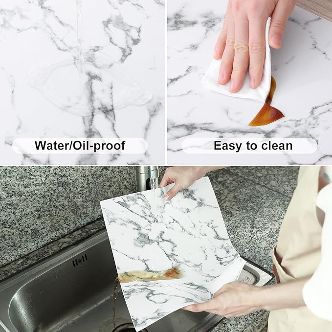 Homaxy Faux Leather Heat Resistant Placemats for Dining Table Set of 12, Waterproof Wipeable Washable PU Table Mats, Easy to Clean Anti-Slip Place Mats, 11.8" x 17", Marble