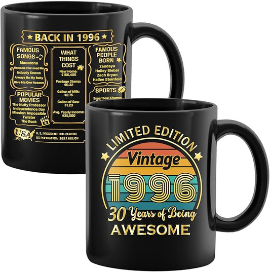QUPT 30th Birthday Gifts for Women Men, 30th Birthday Gifts for Him, 1996 Birthday Gifts for Women Men, 30 Years Old Gifts, 1996 Birthday Gifts for Her Him, 30th Birthday Presents Coffee Mug