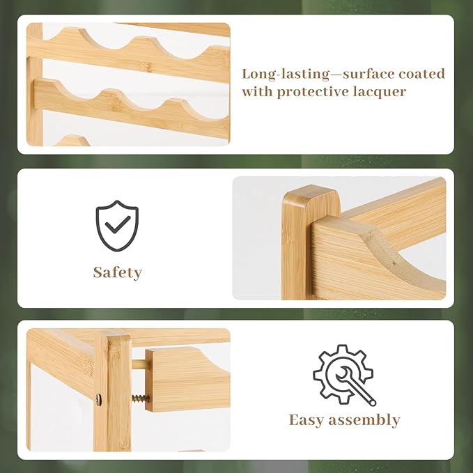 Wine Rack竊똁amboo Wine Storage Cabinet Shelf竊똂ountertop Wine Shelf- Freestanding Wine Holder for Kitchen & Pantry (Natural, 4-Tier)