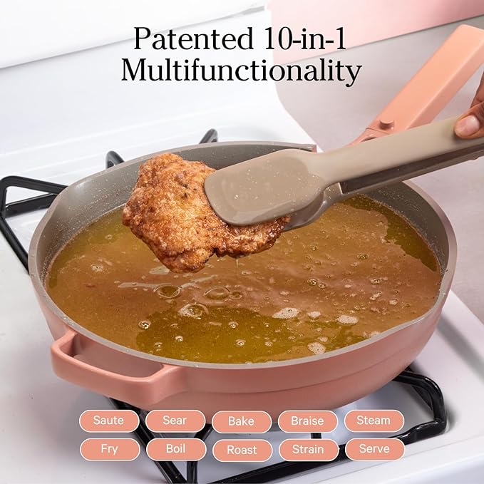 Our Place Large Always Pan | 12.5" Ceramic Pan with Modular Lid & Beechwood Spatula | Patented 10-in-1 Nonstick, Non-Toxic Cookware Made Without PFAS | Induction & Oven-Safe up to 450째F | Spice