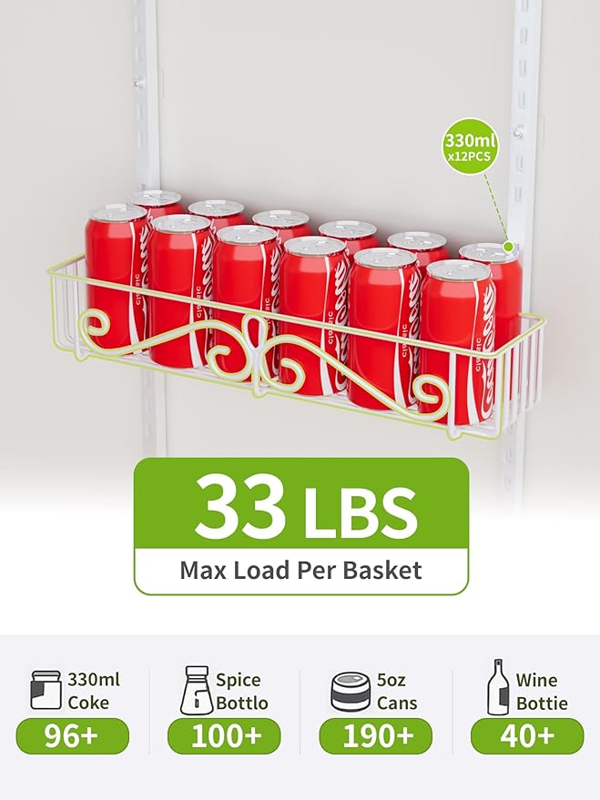 Over the Door Pantry Organizer - 8-Tier Adjustable Pantry Organization And Storage, Metal Hanging Door Spice Rack for Kitchen Pantry Organizers竊똚hite