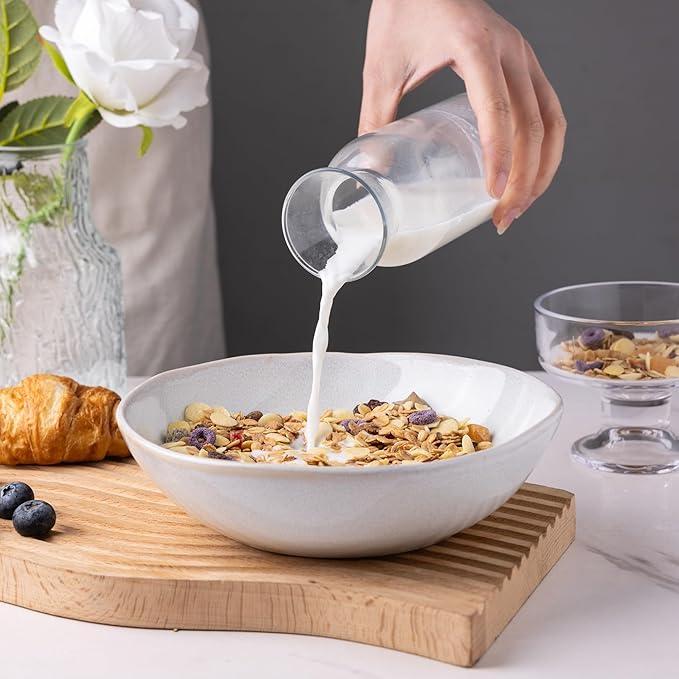 AmorArc Ceramic Cereal Bowls Set of 6, 24 oz Handmade Stoneware Bowls Set for Cereal Soup Salad, Stylish Kitchen bowls for Meal, Dishwasher & Microwave Safe, Reactive Color