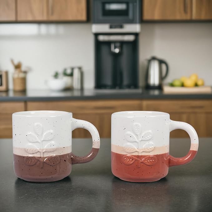 Young's Inc. Ceramic Autumn Boho Color Dipped Mugs, Fall Gift Set, Autumn Coffee Mugs Fall Kitchen Decorations, Thanksgiving Mug for Home De훶or Accessories, 4 Ast.