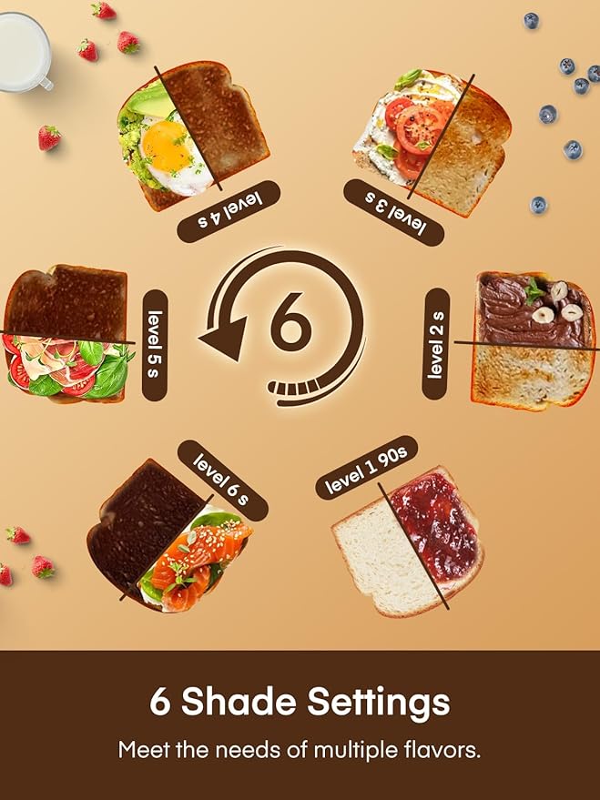 4 Slice Toaster Touch Screen Control, Long Extra Wide Slots Smart Bread Toaster, 6 Bread Types & 6 Shade Settings, Stainless Steel Toaster, with Removable Tray, Cancel/Defrost/Reheat Function, Sliver