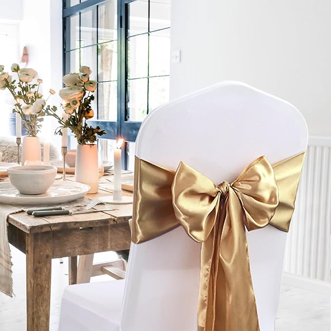 JEVIX 20 Pack Satin Table Runner 12 X 108 Inch Silk Table Runner for Party,Wedding, Birthday, Banquets,Decoration(Old Gold)