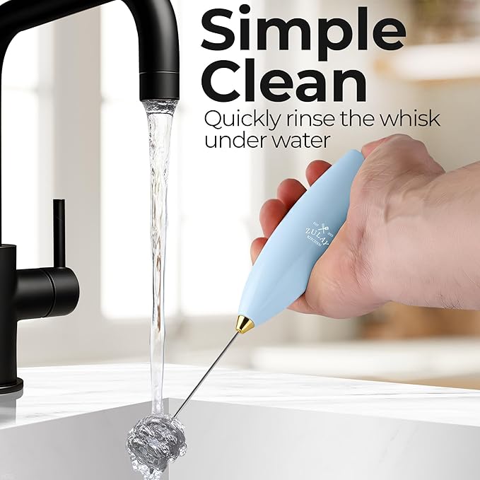 Zulay Kitchen Patented Tornado Triple Whisk Milk Frother with 4 Duracell Batteries ??Handheld Foam Maker for Coffee, Lattes, Matcha & Hot Chocolate ??Rich, Creamy Froth in Seconds