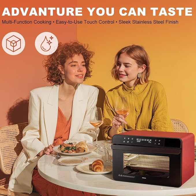 ROBAM Toaster Steam Combi Oven, Countertop Air Fryer 20-in-1 Oven with Convection & Grill, Stainless Steel Interior, 3-Layer Insulated Glass Door, 3 Steam Modes, 30 Built-In Recipes (Green)