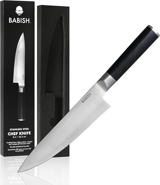 Babish 8-Inch Chef Knife ??High-Carbon German 1.4116 Steel Kitchen Knife ??Professional Cutlery for Precise Slicing and Chopping
