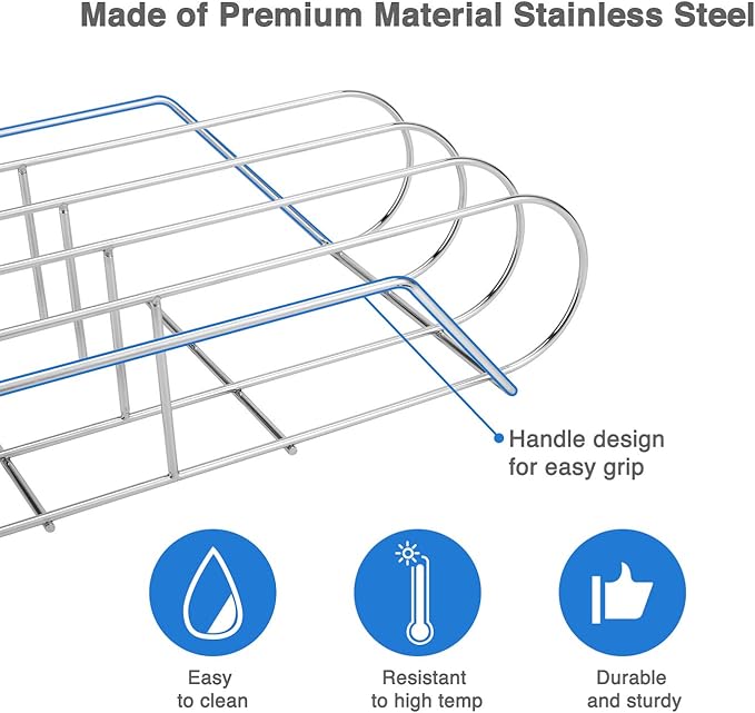 Extra Long Stainless Steel Rib Rack for Smoking and Grilling, Holds up to 3 Full Racks of Ribs, Fits 18??or Larger Gas Smoker or Charcoal Grill, Perfect Smoker Accessories Gifts for Men