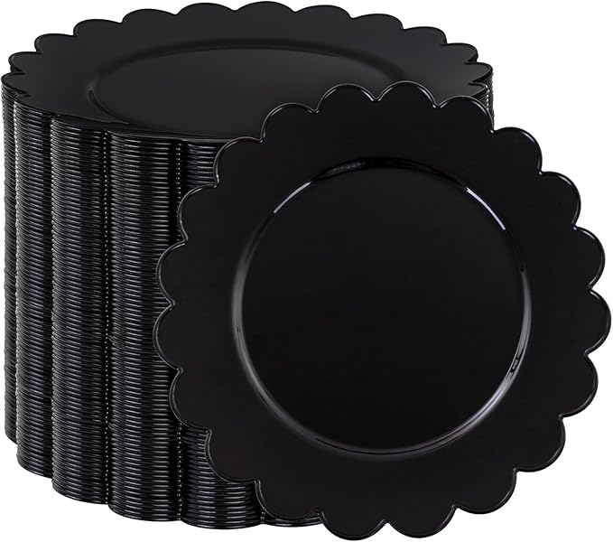 SUT 72 PCS Black Plastic Plates - 7.5 Inch Plates Disposable Heavy Duty竊똏lastic Plates for Party, Dessert & Celebrations