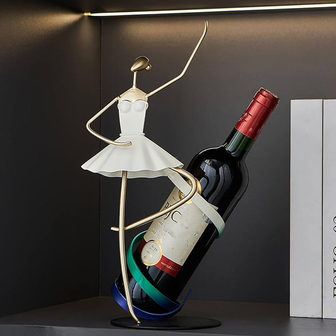 XINXUAN Ballet Dancer Metal Wine Rack-Modern Bar&Countertop Decor-Artistic Wine Holder- Gift for Wine Lover-14.96?쒱