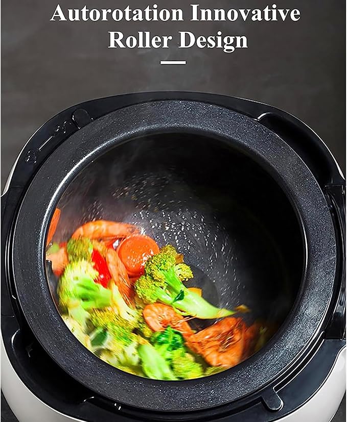 Commercial Food Processor, 6L Intelligent Automatic Cooking Machine with 360° Rotating and 3D All-round Heating, Smart Touch Screen, for Home Restaurant
