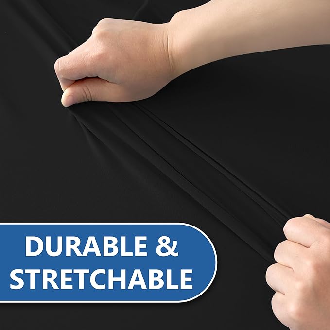 Enjoyidea Spandex Table Cloths for 8 Foot Rectangle Tables-4 Pack Fitted Stretch Black Table Covers-Elastic Folding Tablecloths for Party, Vendor Booth Display, Banquet Buffet Event, Craft Trade Show