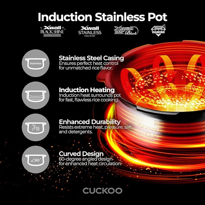 Cuckoo CRP-JHSR0609F Multifunctional and Programmable Electric Induction Heating Pressure Rice Cooker, 3-Language Voice Navigation, Intelligent Cooking Algorithm - 6 Cups, Made in Korea, Brown