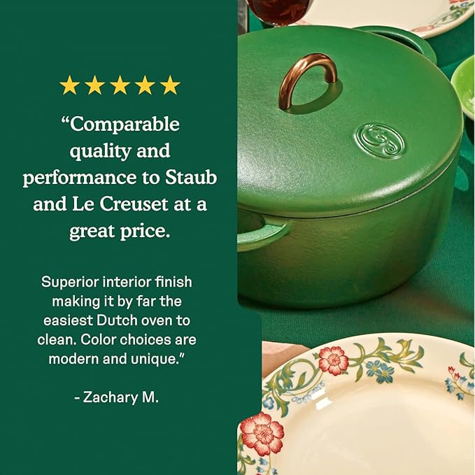 Great Jones Dutch Baby Dutch Oven with Lid (Broccoli, 3.5-Quart) | Enameled Cast Iron, Round Shape | Safe for Stovetops & Ovens up to 500째F | Space-Saving & Dishwasher-Friendly | Small-Batch Cooking