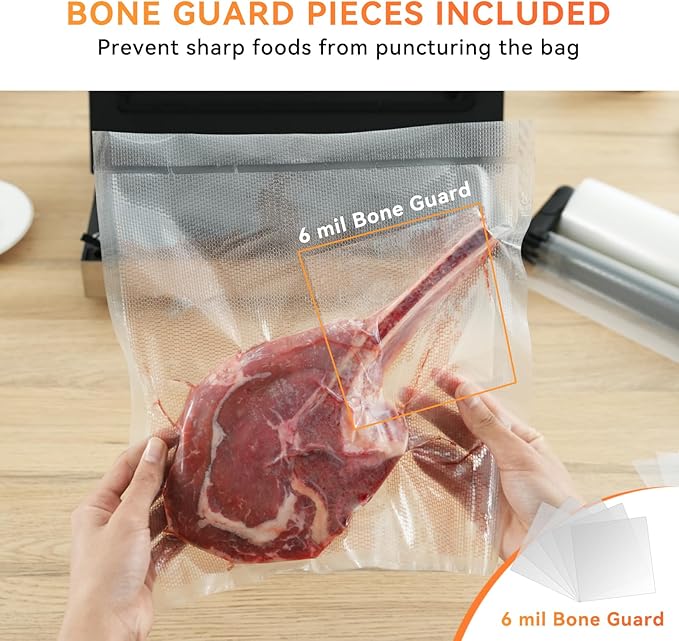 Wevac Family Pack Vacuum Sealer Bags Rolls with Dispenser ??6"x10" (50pcs), 8"x12" (70pcs), 8"x20' & 11"x20' Rolls, Heavy Duty, Leakproof, Ideal for Sous Vide, Meal Prep, Food Saver