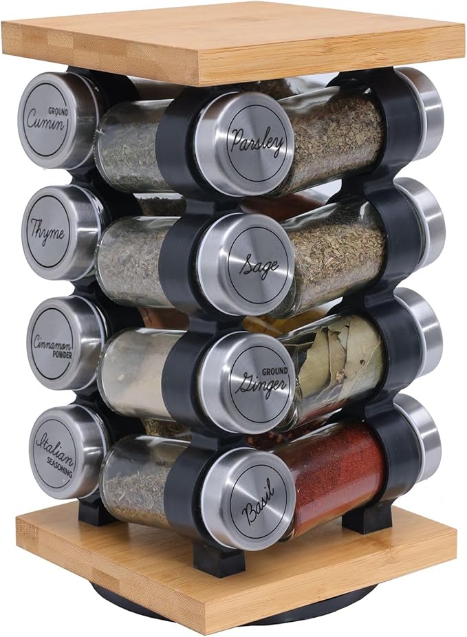 Orii 16-Jar Rotating Spice Rack with Spices Included ??Pre-Filled Spice Racks with 5-Year Refill Program - Flavorful Spices