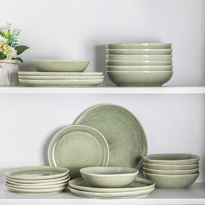 AmorArc Ceramic Plates Set of 6, 8.5 Inch Handmade Reactive Glaze Stoneware Plates set for Dessert, Salad, Appetizer,Dinner Microwave & Dishwasher Safe, Scratch Resistant