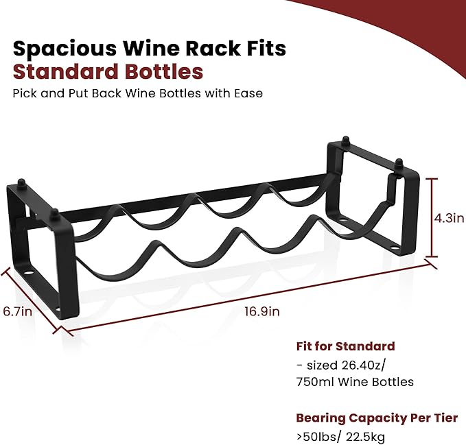 Stackable 4 Bottles Wine Rack ??Compact Metal Wine Holder for Countertop, Cabinet, Pantry, Bar, or Small Spaces ??Small Freestanding Wine Storage Organizer for Tight Spaces (1 Tier, Black)