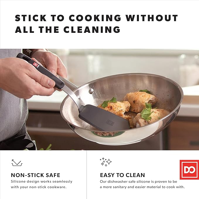 DI ORO Spatulas for Kitchen Use - Forever Warranty - 600째F Heat Resistance Silicone - Turner Spatula Set for Cooking - BPA Free Wide Pancake Spatulas - Egg Flippers for Nonstick Cookware Safe (2pc)