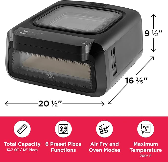 Frigidaire Electric Indoor Pizza Oven ??Reach Temperatures of 700째F ??Stone Bake 12??Pizzas in Minutes ??Portable Countertop Oven with Air Fry and Bake. Peel Included Model FRPO100B