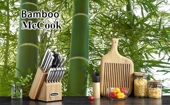 McCook짰 Knife Sets,German Stainless Steel Knife Block Sets with Built-in Sharpener