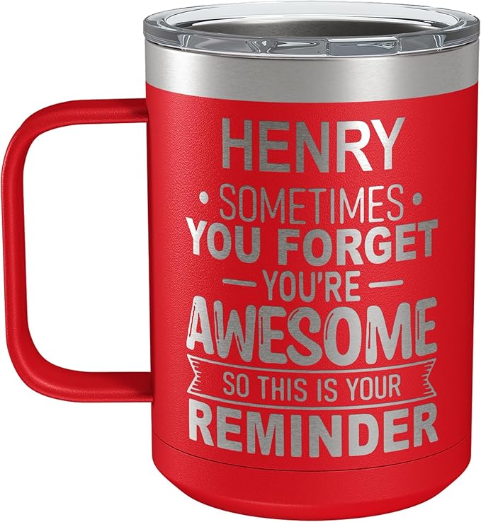 Personalized Inspirational Travel Coffee Mug, Inspirational Gifts for Men Dad Wife Sister Women, Custom Birthday For Him Her, Customized You?셱e Awesome Tumbler, Teacher Coworker Gifts 15oz Red