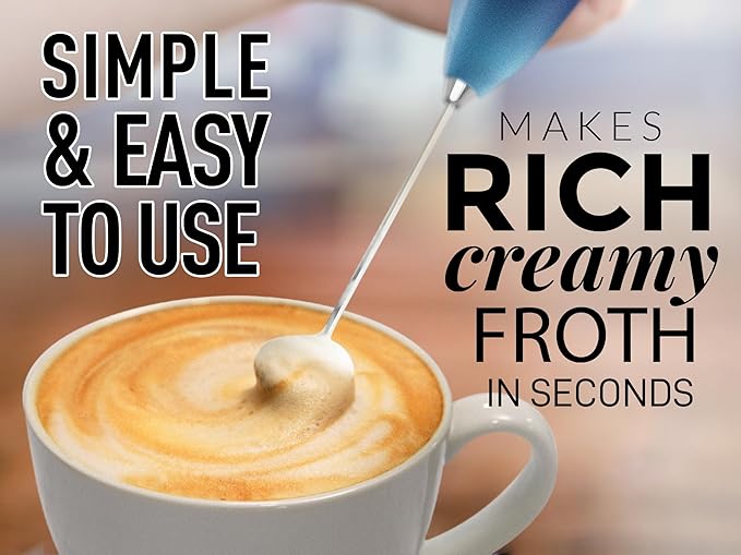 Zulay Kitchen Milk Frother Handheld Electric Whisk with AA Duracell Batteries ??Durable Drink Mixer for Coffee, Lattes, Cappuccinos & More - Deep Sea