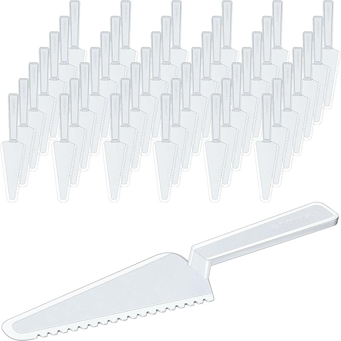 Suclain Disposable Cake Cutter 9.1 Inch Plastic Cake Server Cutting Plastic Spatula Knives Pie Pizza Pastry Slicer Serving Utensils for Kitchen Wedding(Clear,200 Pieces)