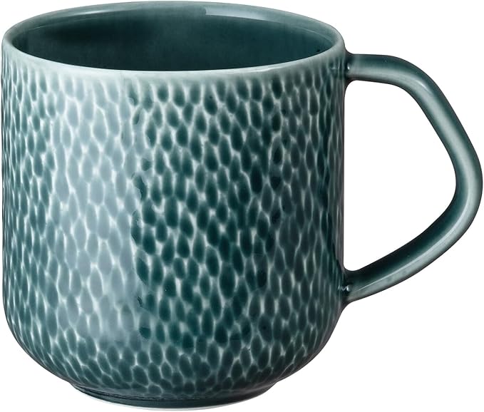 Denby - Carved Green Large Mug - 14 Ounce - 4.7 Inch - Dishwasher Microwave Oven Safe - Large Uniquely Textured Porcelain Mug - Scratch Chip Resistant